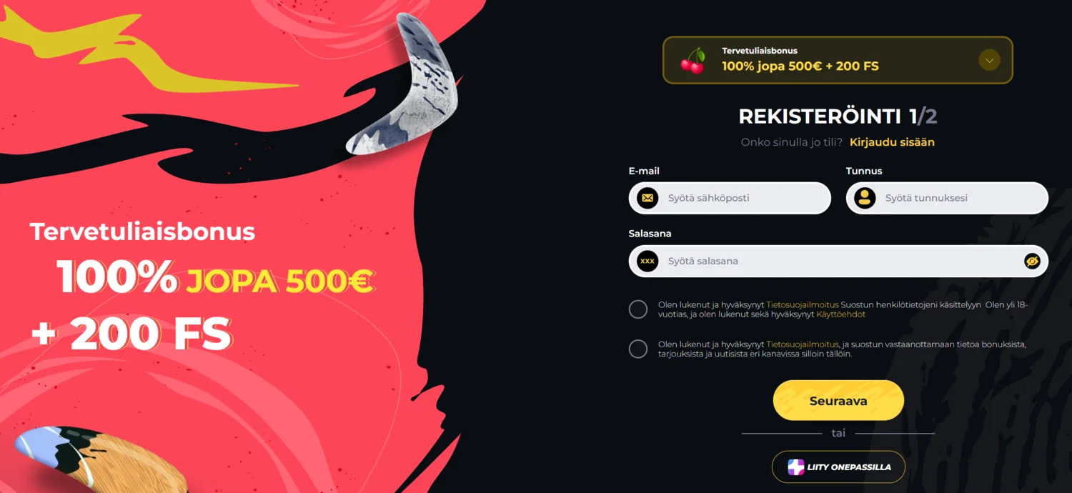 Boomerang Casino Rekisteröidy